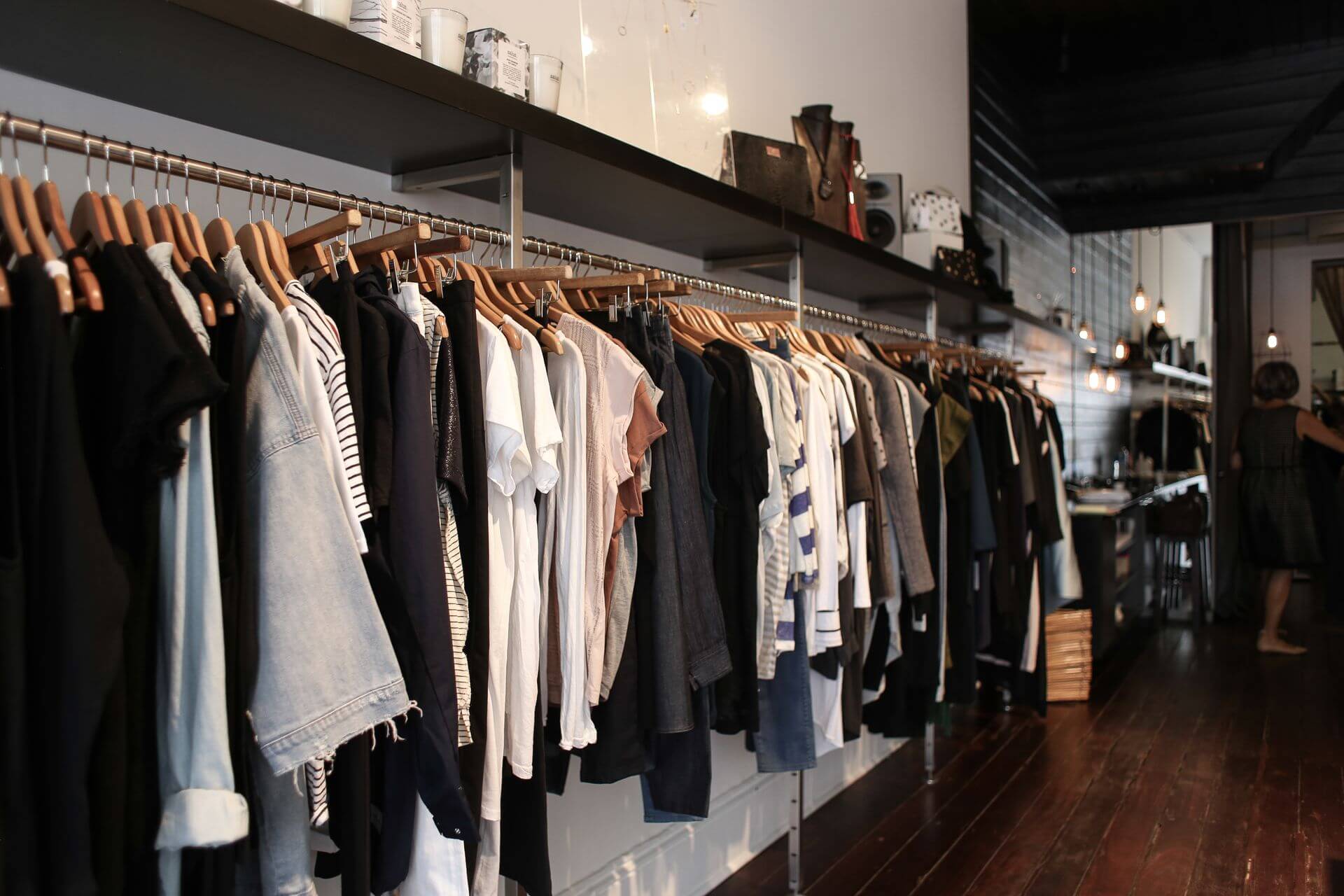 Fashion apparel displayed in a boutique