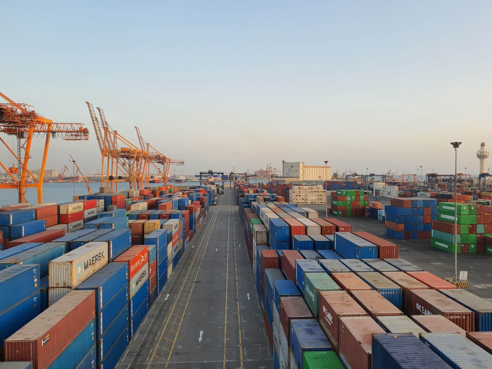 Cargo containers ready for international shipping