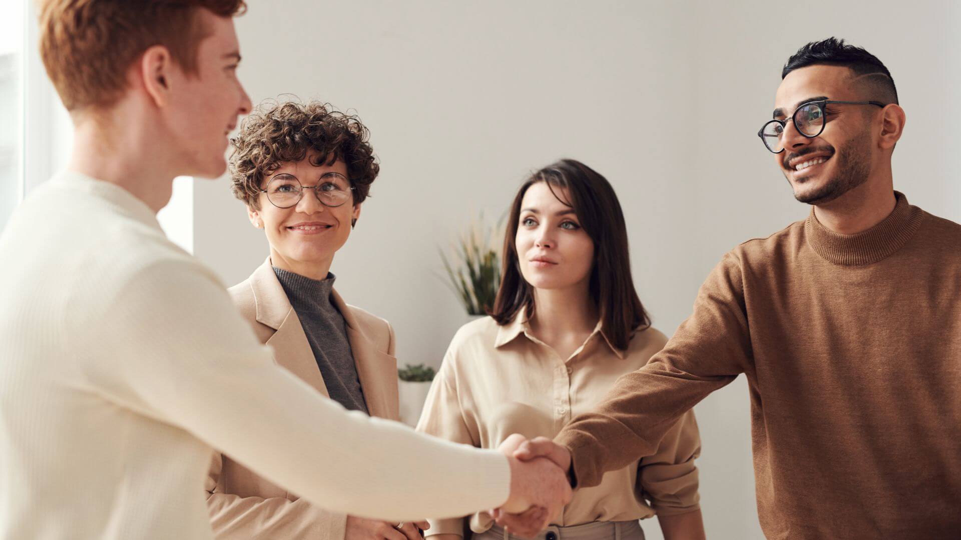 Business partners connecting across international markets